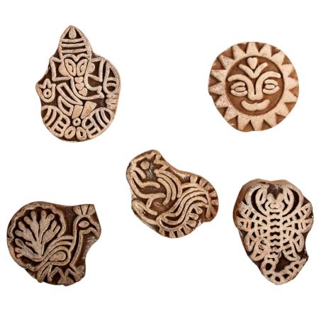 Set of 5 Piece New Mix Wooden Printing Block